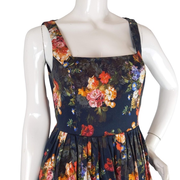 ASOS Black Floral Fit and Flare Summer Sleeveless Mini Dress - Picture 5 of 11